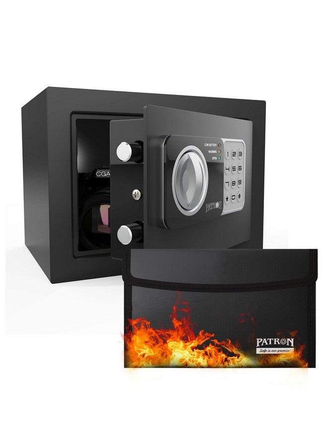 Patron 17NEF-FP PATRON Safe Box fireproof safe for home documents ，mini safe for money，coin safes with code，fire proof lock box for kids，Wall or Cabinet Safe for personal items，0.236 Cubic Feet Black