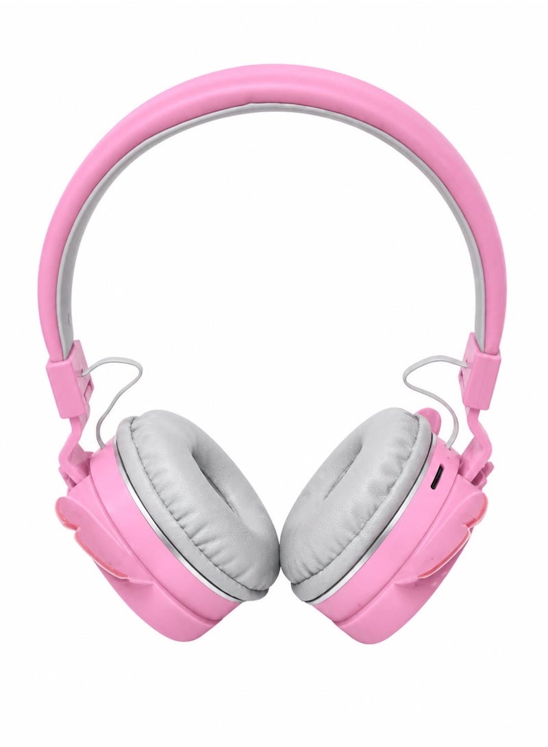 Hamzone Kids Bluetooth Wireless Headphones with Mic, Cartoon Stitch Design, Foldable Over-Ear, Soft Cushions, HiFi Stereo Sound, 3D Anime Ears, AH-806 Pink – Perfect Gift for Kids - Image 3