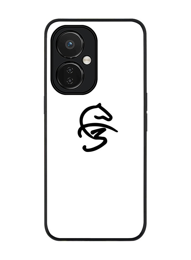 Stylizedd Rugged Black edge case for Nord CE 3 Lite Slim fit Soft Case Flexible Rubber Edges Anti Drop TPU Gel Thin Cover - Faz3 Icon White - Image 1