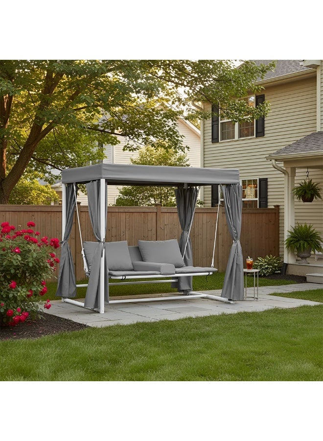 DANUBE HOME Ellora Daybed Cum Swing  | 2-Seater Hammock Chair | Modern Design Hanging Chair | Two Seat Swing Chair For Indoor Outdoor Garden Patio L 230 x W 182 x H 210 cm - White - Image 1