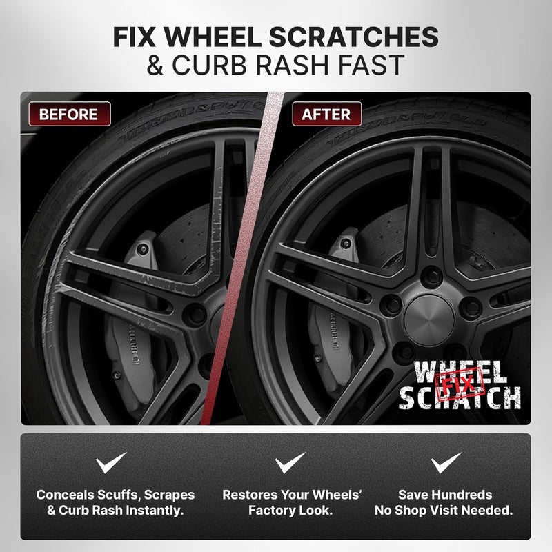 Wheel Scratch Fix ® Dark Silver Touch Up Paint for Cars - DIY Alloy Wheel Repair Kit, Curb Rash Remover with Fast-Drying Pen - Long-Lasting OEM Finish Car Rim Paint for Scuffs and Chips at Home (Dark Silver) - Image 2