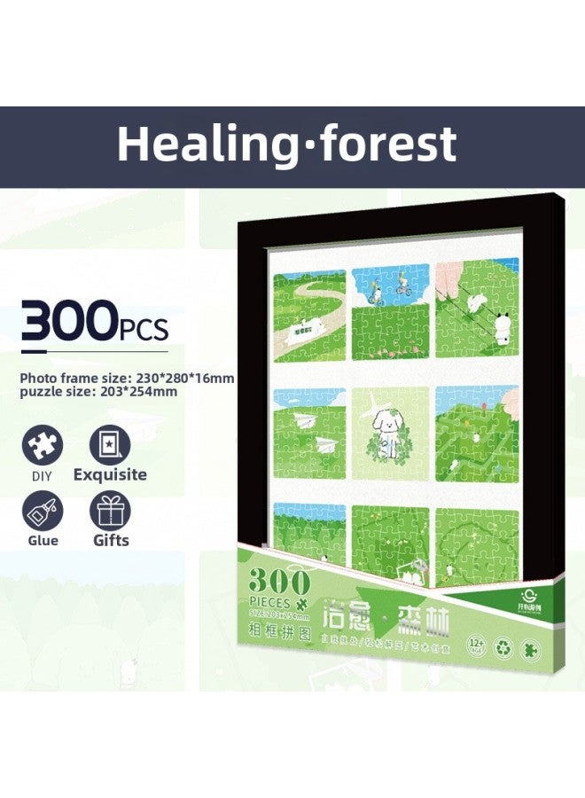 300 قطعة من ألعاب الألغاز الورقية العلاجية للأطفال التعليمية للبالغين من الأولاد والبنات مجموعة هدايا الضغط كشك بيع بالجملة-اللون: 【300 قطعة إطار مجاني】 علاج · غابة - Image 1