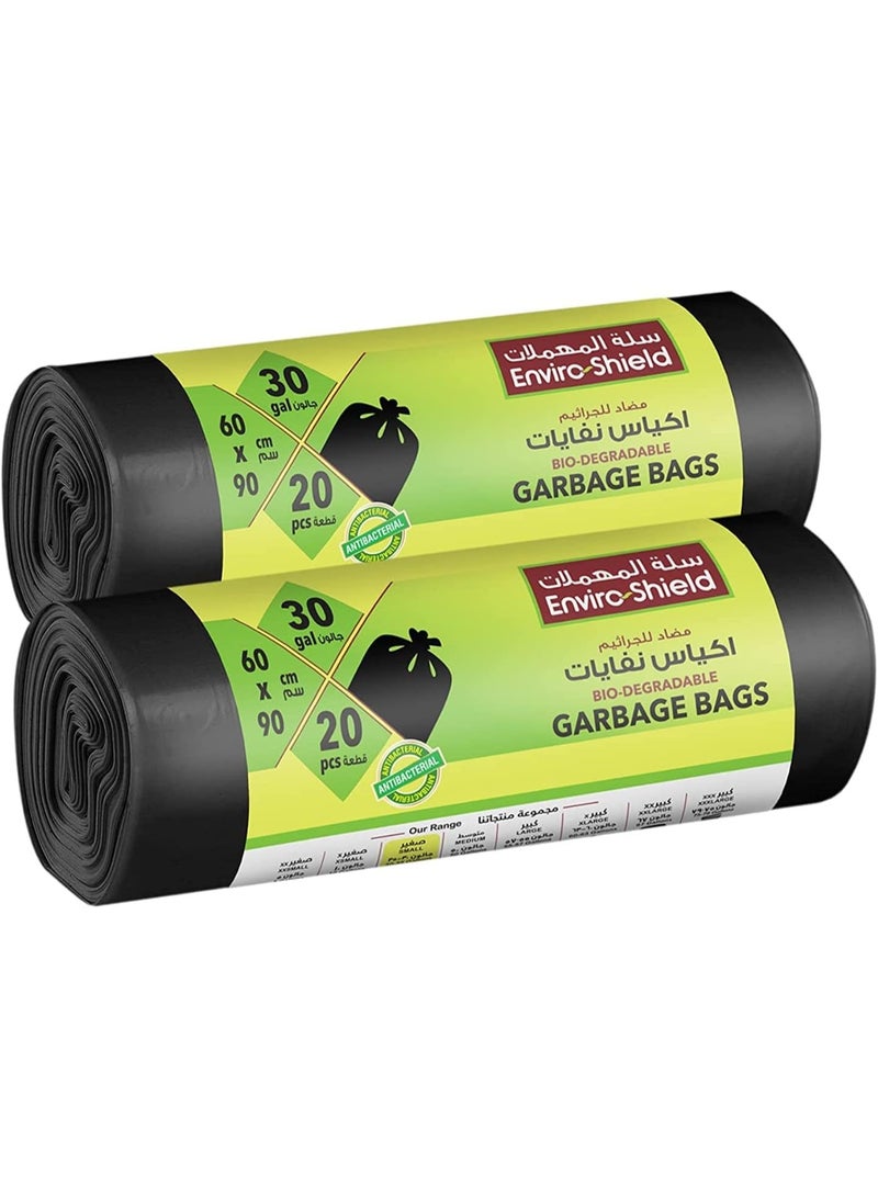 EnviroShield Biodegradable & Antibacterial 30 Gallon 20 Garbage Bags X 2 Rolls Value Pack Multicolour - Image 1