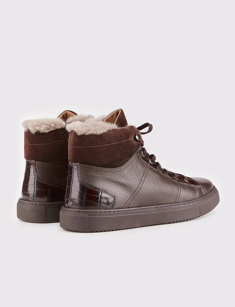 Cabani Osaka Real Leather & Fur Sneaker Men's Boots 454K1508 Brown