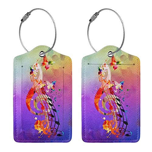 Yilad Purple Music 2 Pcs Luggage Tags, Suitcases & Travel Bag Tag Privacy Cover ID Name Label with Stainless Steel Loop Address Card Travel Bag Suitcase - Image 3