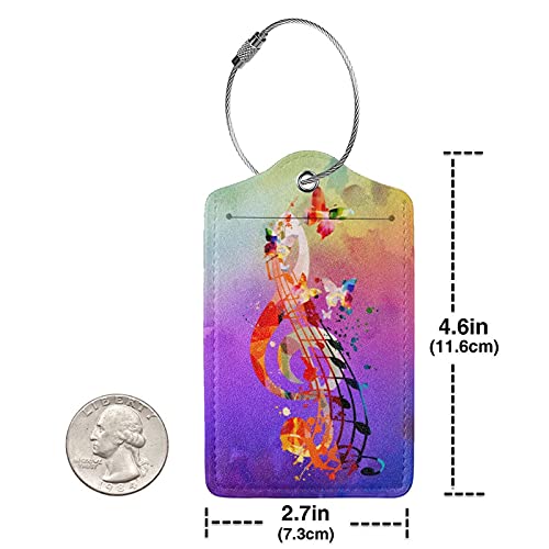 Yilad Purple Music 2 Pcs Luggage Tags, Suitcases & Travel Bag Tag Privacy Cover ID Name Label with Stainless Steel Loop Address Card Travel Bag Suitcase - Image 4