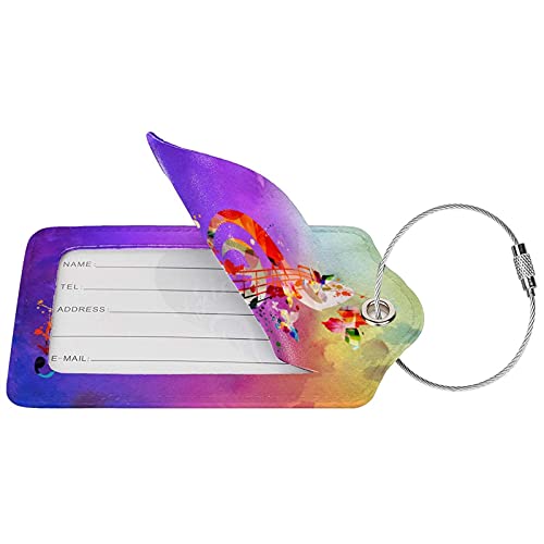 Yilad Purple Music 2 Pcs Luggage Tags, Suitcases & Travel Bag Tag Privacy Cover ID Name Label with Stainless Steel Loop Address Card Travel Bag Suitcase - Image 2