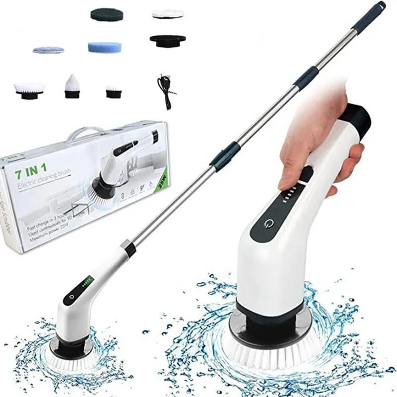 Electric Multifunctional Cleaning Brush Floor Brush Charging Waterproof Bathroom No Dead Angle Bath Brush Telescopic Long Rod Large Torque - Image 2