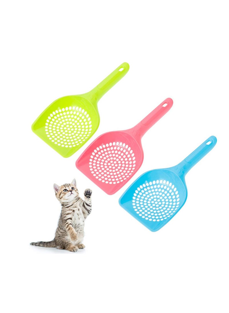 SYOSI Cat Litter, Scoop Cat Litter Shovel for Pet Cleaning Tool Pet Cat Dog Litter Poop Sieve Set Plastic Easy to Clean (3 Pack-Pink, Blue, Green) - Image 1