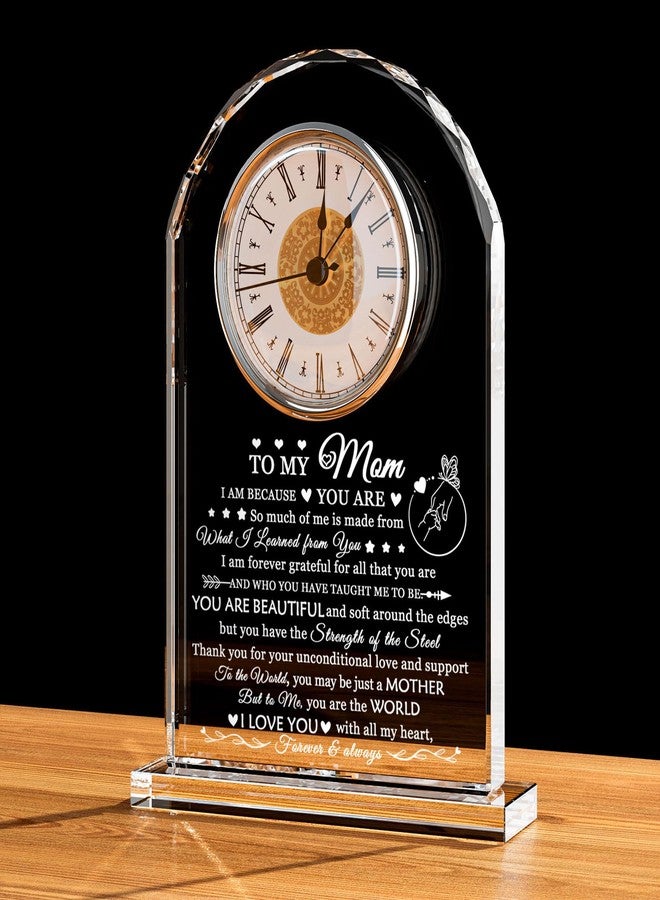Movdyka Birthday Gifts for Mom from Daughter Son, to My Mom Gifts for Christmas Unique Crystal Clock, Best Mother Ever Present Ideas for Thanksgiving, Wedding, Valentines, Mothers Day - Image 1