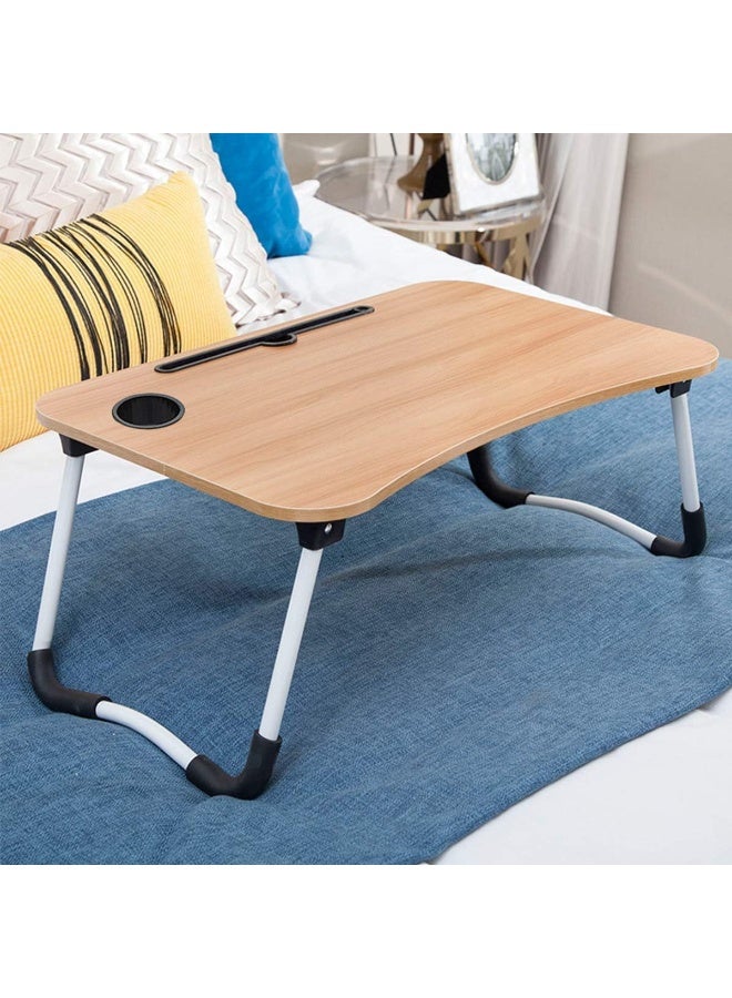 Adjustable Laptop Bed Tray Table – Foldable Lap Desk with Cup Holder – Portable Notebook & Tablet Stand for Bed, Sofa, and Work