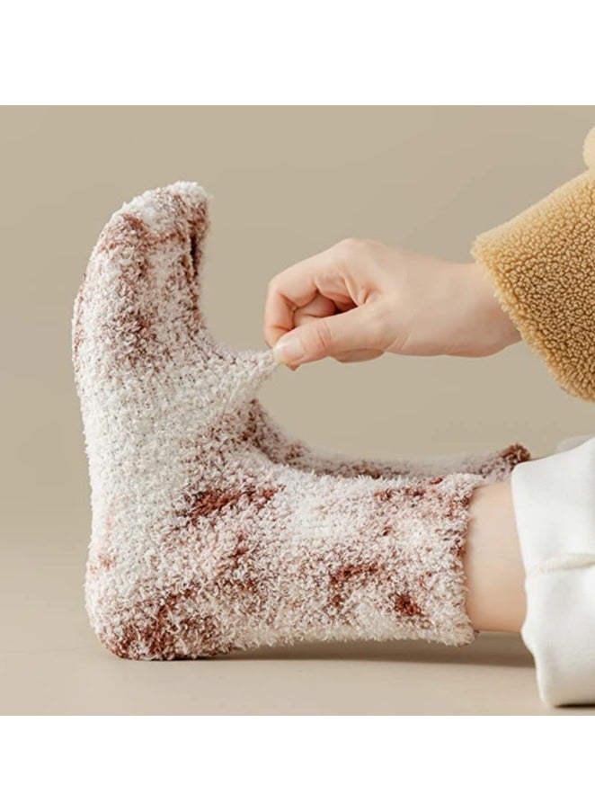 SYOSI 5 Pairs Women Fuzzy Socks Fluffy Soft Slipper Warm Cozy Sleeping Socks, Fluffy Soft Socks, Winter Comfortable Slipper Socks Thermal Towel Striped Socks for Daily Wear, Home, Bed - Image 5