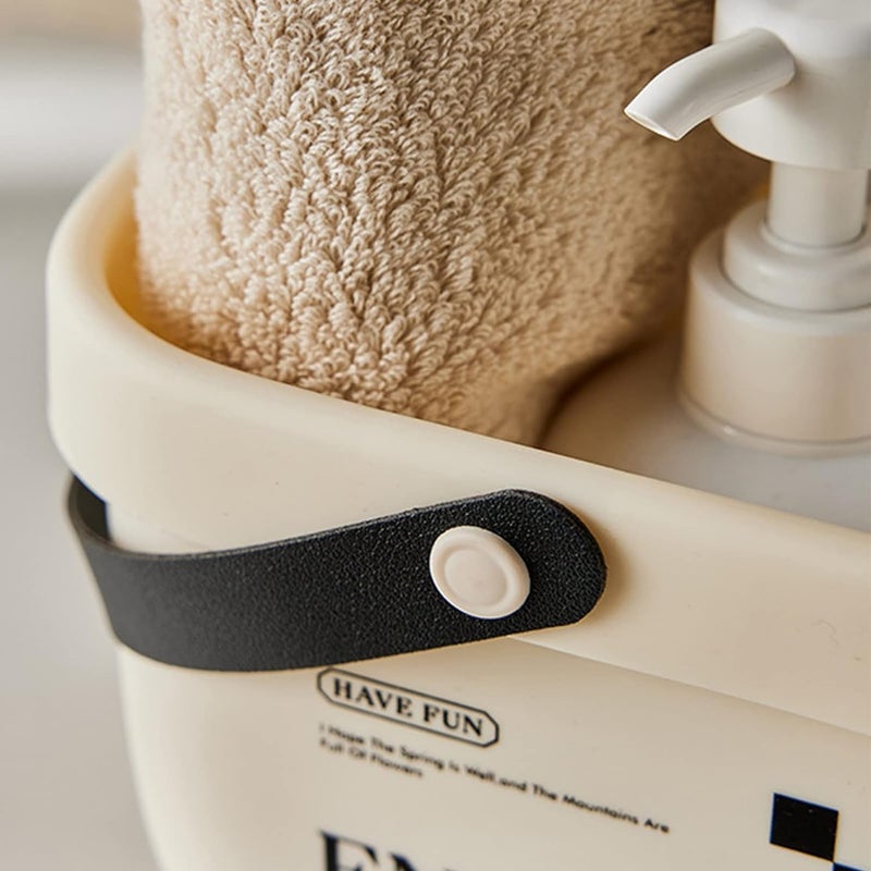 Vroxy Plastic Bath Basket Shower Caddy with Soft Handle Bathroom Organizer Basket Organization Kitchen Holder Creamy-Style Bath Bucket (1Pcs) - Image 4