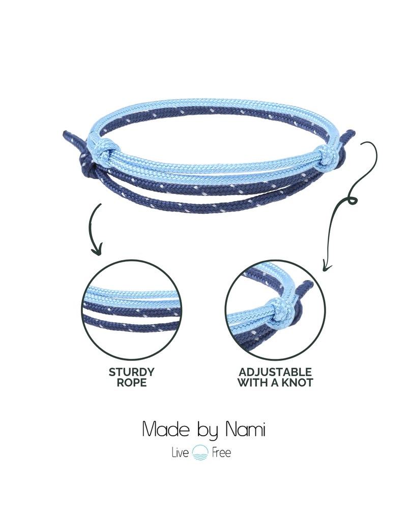 Made by Nami 2 Pcs Braided Rope Bracelet for Men and Women Waterproof & Adjustable Nautical Rope Bracelet Set of 2 Summer and Beach Accessories for Surfers (Set 7) - Image 2