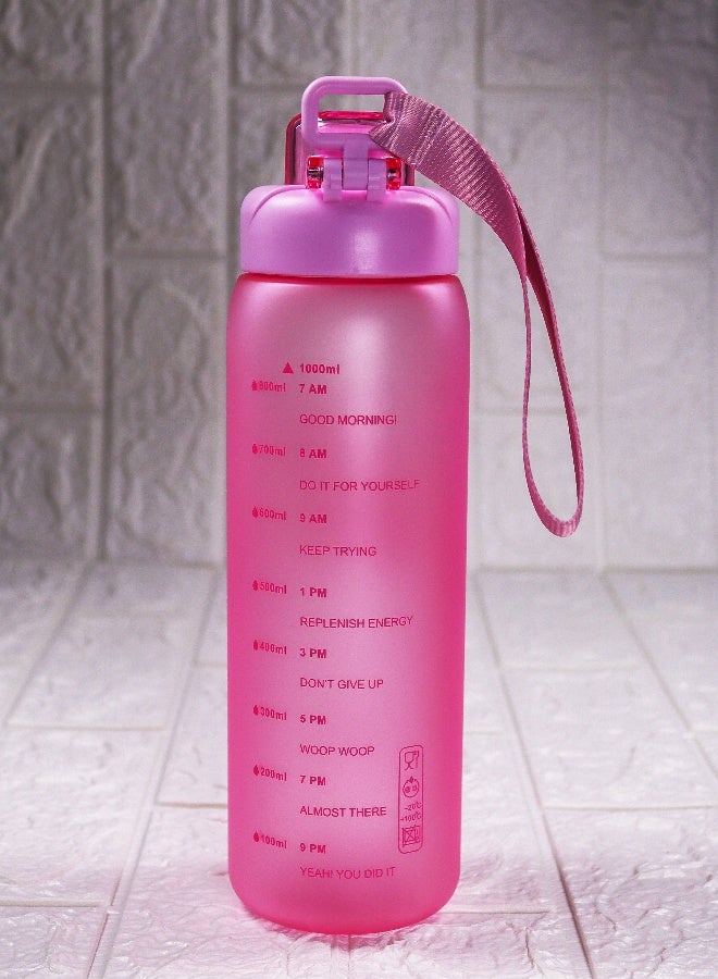 توشيونيكس زجاجة مياه ياوي بيست هايدرو بي كيه التحفيزية، سعة 1000 مل، مصنوعة من البلاستيك الخالي من مادة BPA، ومضادة للتسرب، مع مؤشر للوقت وحزام حمل، وغطاء قلاب، وزجاجة مياه رياضية غير سامة وقابلة لإعادة الاستخدام للمدرسة، وصالة الألعاب الرياضية، والمكتب، والأنشطة الخارجية، والسفر، مع خاصية تتبع الترطيب للأطفال والكبار. - Image 2