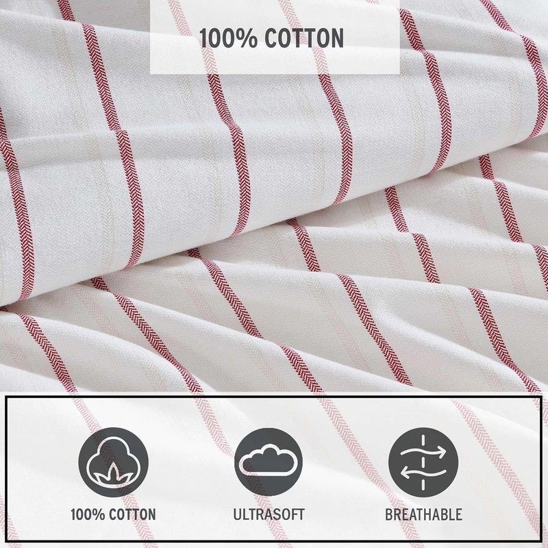 Eddie Bauer - Full Bed Sheets, Cotton Flannel Bedding Set with Matching Pillowcases, Brushed for Extra Softness, Deep Pocket, Oeko-Tex Certified (Cooper Falls Red) - Image 5