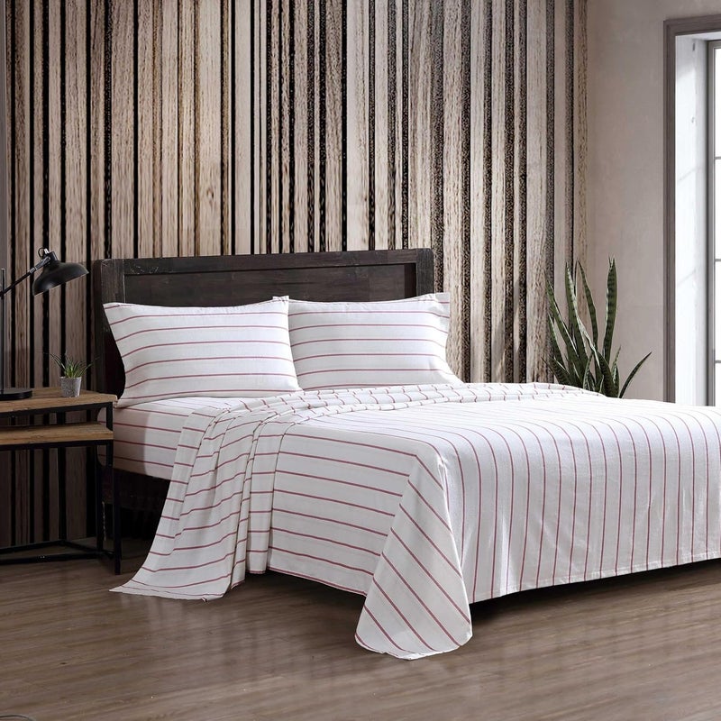 Eddie Bauer - Full Bed Sheets, Cotton Flannel Bedding Set with Matching Pillowcases, Brushed for Extra Softness, Deep Pocket, Oeko-Tex Certified (Cooper Falls Red) - Image 1