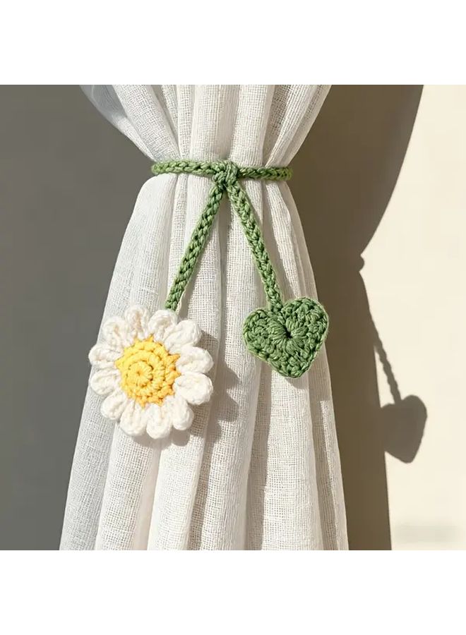 1pc Hand Crocheted Purple Daisy And Sunflower Bookmarks With Green Stems Durable Polyester Floral Design For Book Lovers Teachers Reading Classroom Use - Image 3