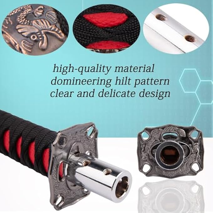 rayihni Samurai Sword Shift Knob 20CM Short Gear Shift Knob With 4 Adapters Samurai Shift Gear Lever For Manual Transmission Cars Most Automatic Transmission Cars BlackRed - Image 4