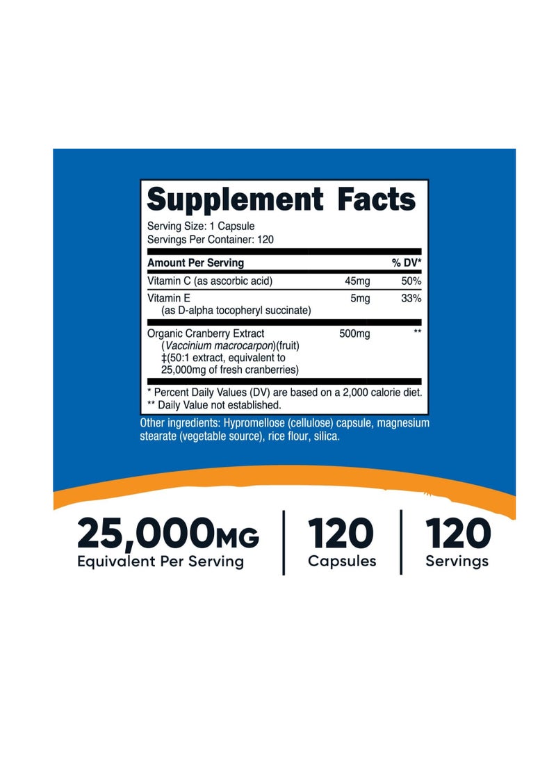 Nutricost Cranberry Extract (25,000mg) (120 Capsules) with Vitamin C & Vitamin E - Image 2