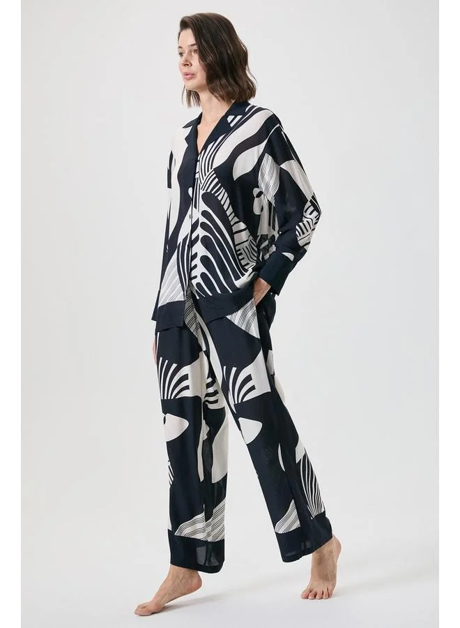 Penye Mood  Zebra patterned striped shirt set. for Women | Best Price UAE