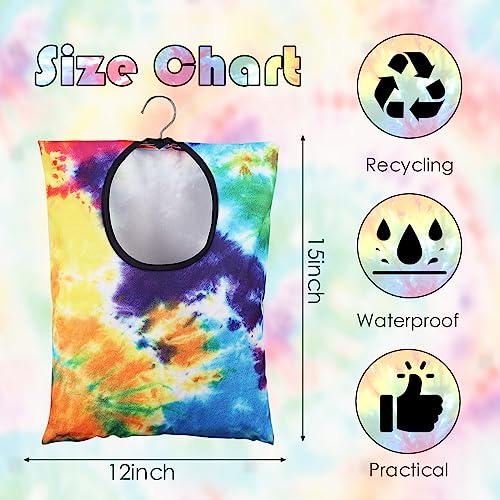 YLOLUL 2 Pcs Tie Dye Clothes Pin Bag with Hanging Hook 15 x 11 Inch Multicolor Canvas Polyester Water Resistant Clothespin Organizer Bag - Image 3
