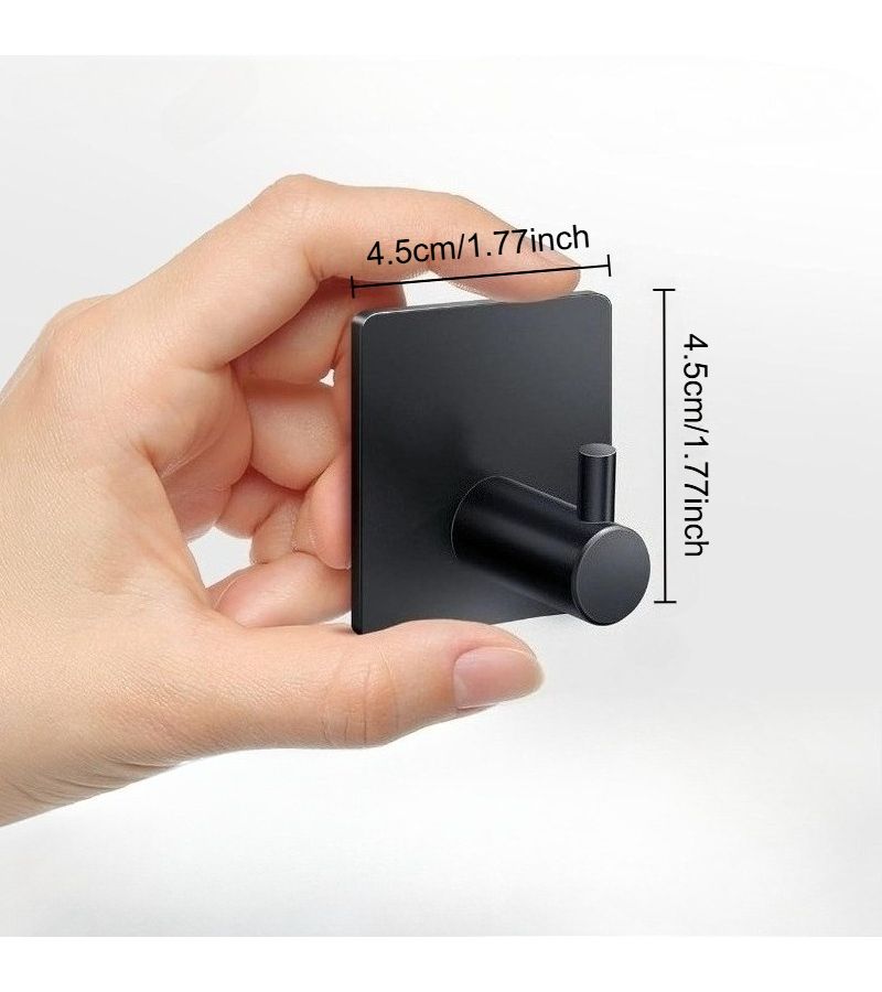Black Matte Heavy Duty Stainless Steel Adhesive Hooks 3pcs - Image 4