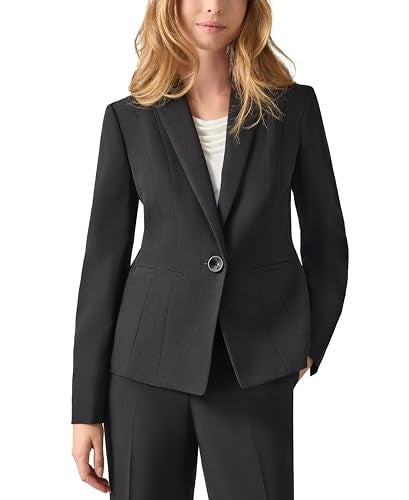 Kasper Women's Plus Size Stretch Crepe One Button Jacket, Black, 16W - Image 2