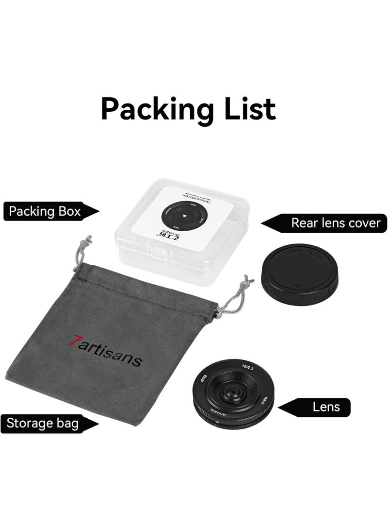 7أرتيسانز عدسة 7artisans مقاس 18 مم F6.3 Mark ⅡAPS-C فائقة النحافة للكاميرات Canon Eos-M1 Eos-M1 Eos-M2 Eos-M3 M5 M6 M10 M100 M50 صغيرة الحجم غير المزودة بمرآة - Image 3