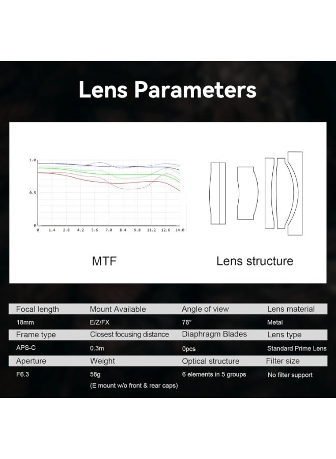 7أرتيسانز عدسة 7artisans مقاس 18 مم F6.3 Mark ⅡAPS-C فائقة النحافة للكاميرات Canon Eos-M1 Eos-M1 Eos-M2 Eos-M3 M5 M6 M10 M100 M50 صغيرة الحجم غير المزودة بمرآة - Image 2
