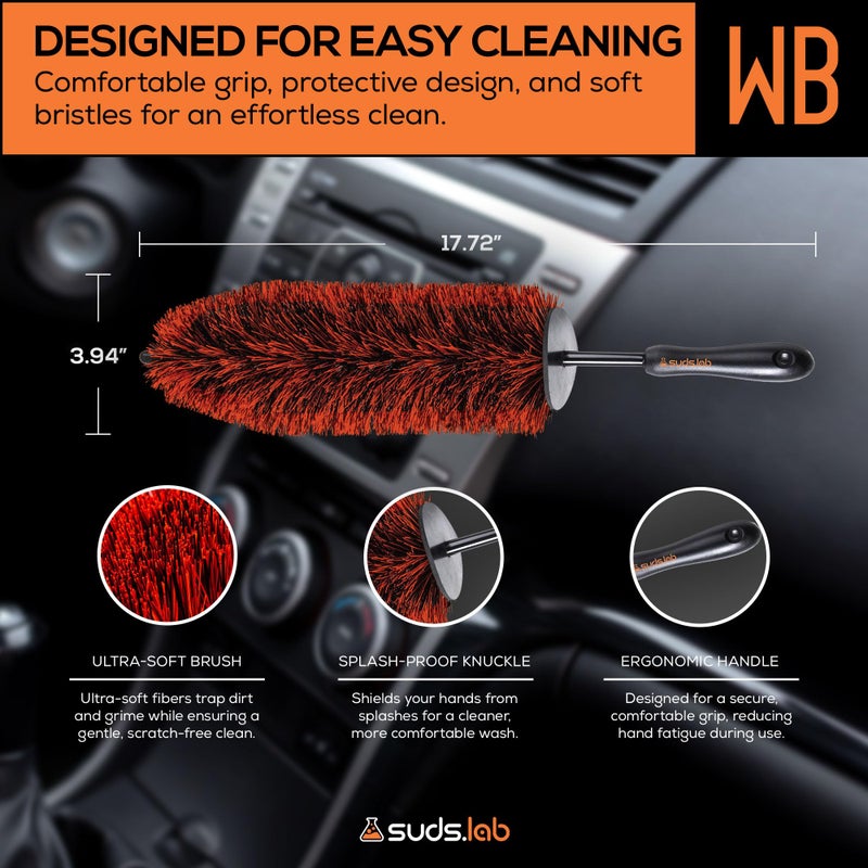 suds.lab Suds Lab WB Premium Detailing Wheel Brush for All Vehicle Types â€“ 17.7" Ultra-Soft and Scratch-Free Reusable Rim, Wheel, and Tire Brush for Deep Cleaning - Image 3