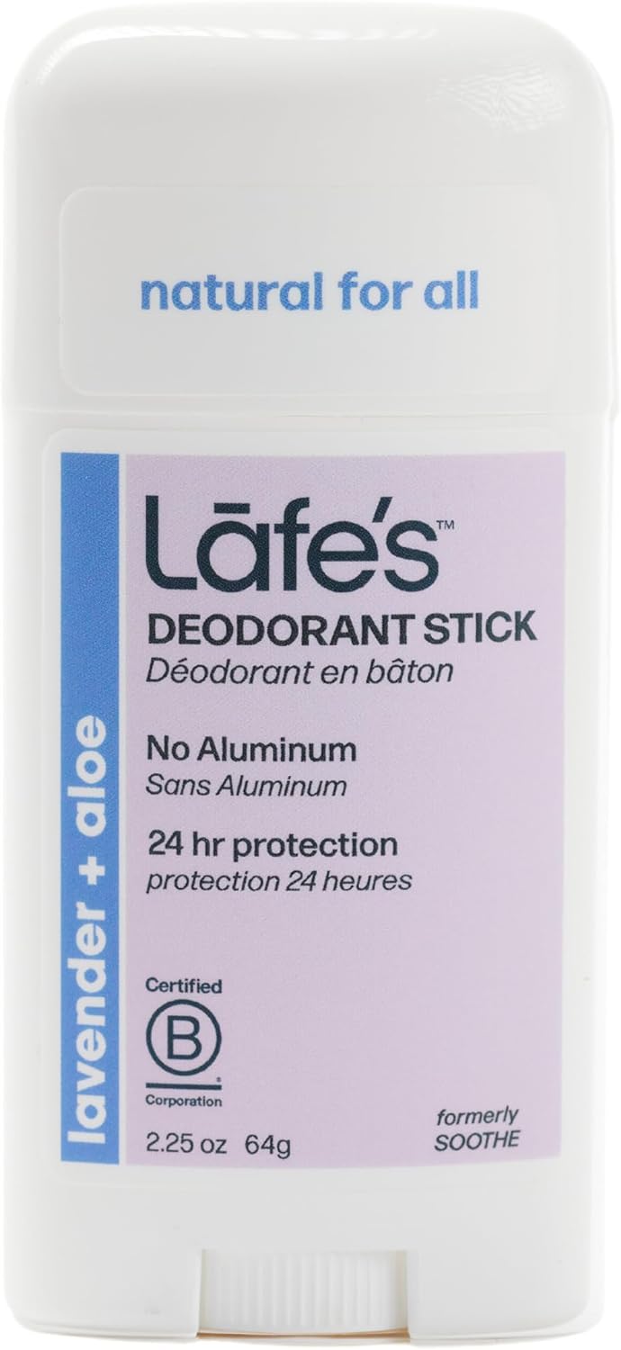 Lafe's Natural Deodorant | 2.25oz Aluminum Free Natural Deodorant Stick for Women & Men | Paraben Free & Baking Soda Free with 24-Hour Protection (Lavender & Aloe, 2.25 Ounce)