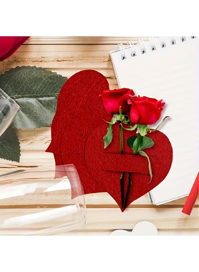 Valentine Heart Cutlery Holders (10 Pcs) – Red Felt Utensil Holders for Romantic Table Decoration - Image 4