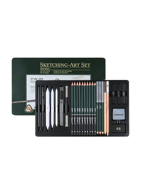 27-Piece High-Quality Pencil Set, Smooth Sketch Pen, Drawing Pen Box With Storage, Durable And Smooth, High-Performance Compressed Charcoal