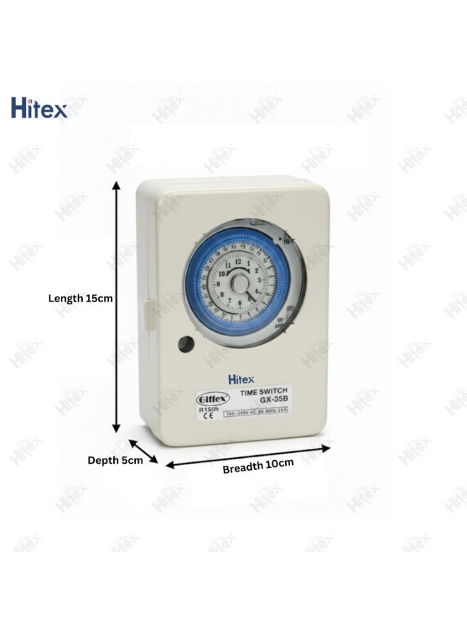 Hitex Giffex Programmable Mechanical Timer Switch – Digital Timer with Metal Box, 100-240V AC, 15-Minute Minimum Setting, 150H Backup Reserve | Industrial & Control Panel Timer - Image 3