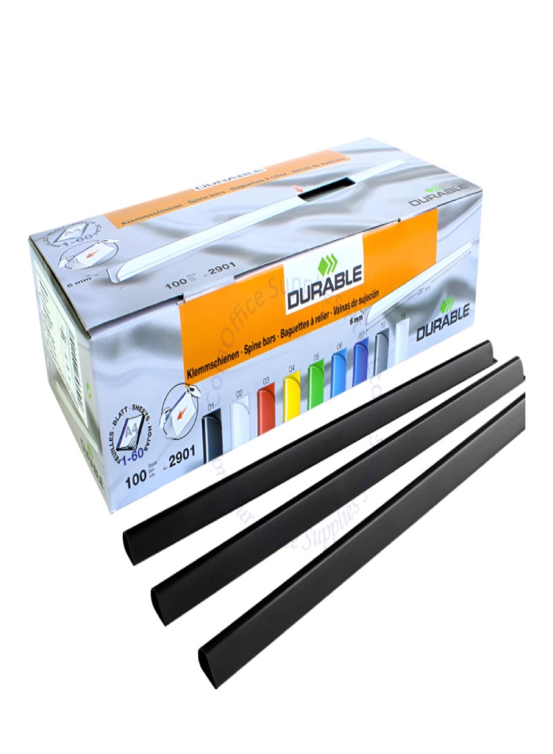 Durable  6mm Spine Bars (Pack of 100) ( Color Black , Blue )