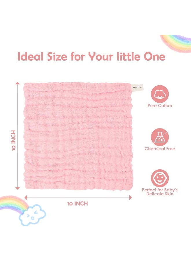 Orighty Muslin Baby Washcloths Pack of 6 - Soft Face Cloths for Newborn, Absorbent Baby Bath and Face Towels, 100% Cotton Babies Wipes, Burp Cloths, Feeding Towels for Babies and Infants - 10 x 10’’ - Image 5