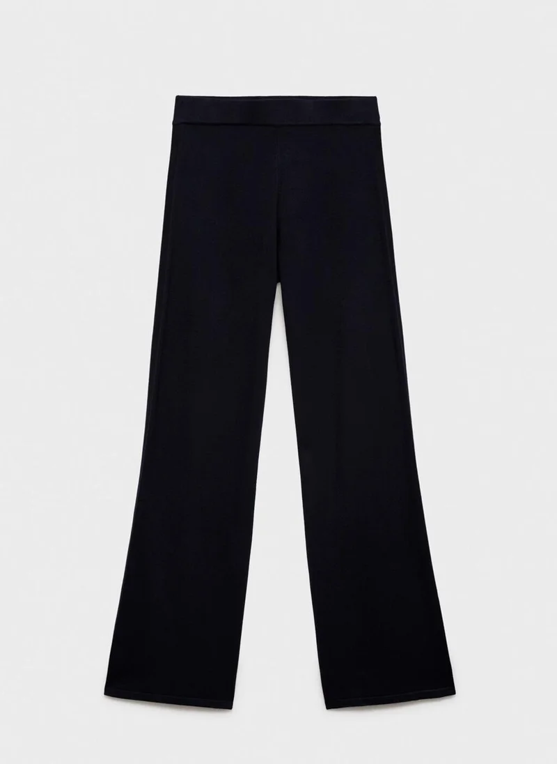 MANGO Fine-knit wide-leg trousers