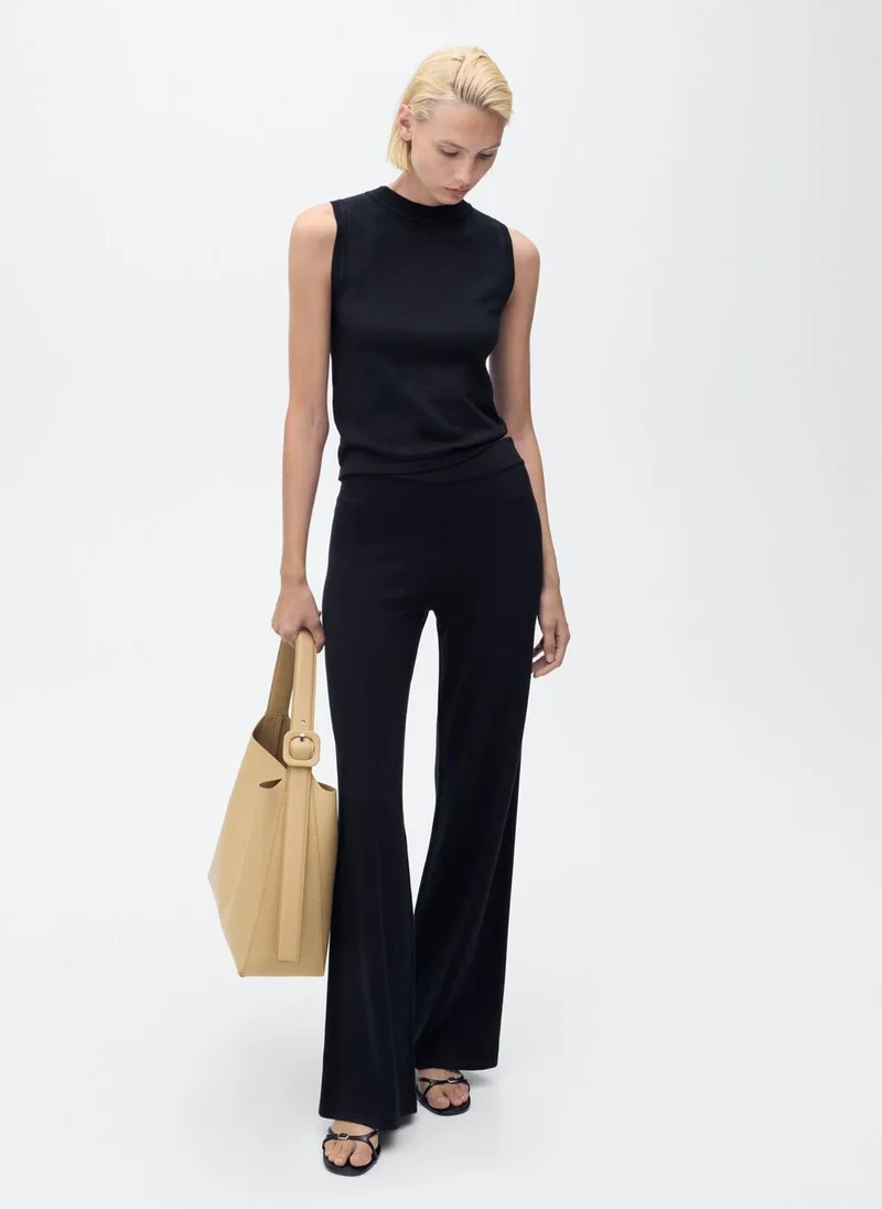 MANGO Fine-knit wide-leg trousers