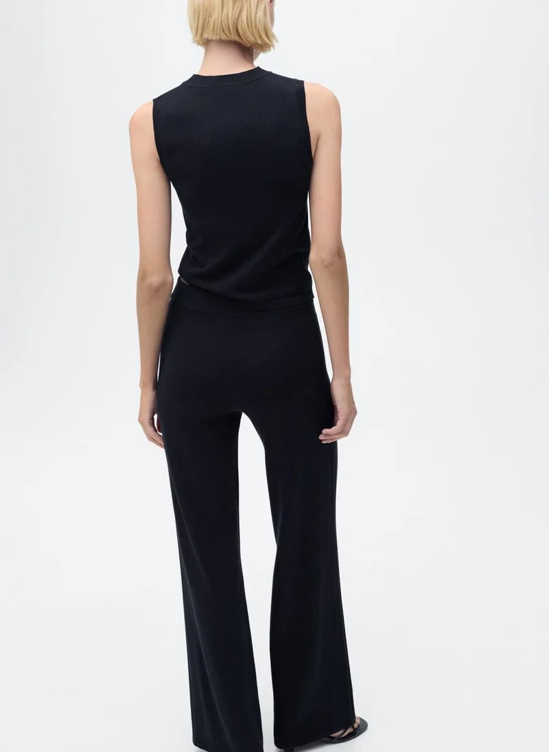 مانجو Fine-knit wide-leg trousers