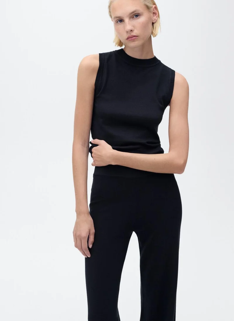 مانجو Fine-knit wide-leg trousers