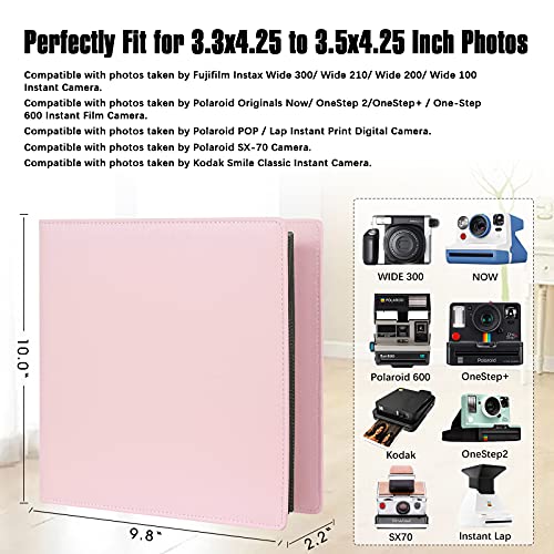 Veicevol 192 Pockets Photo Album for Polaroid 600 Itype Pictures, Large Photo Album for Polaroid i-Type, 600, SX-70 Instant Photos, Picture Book Capacity 192 Photos for Fujifilm Wide Instant Camera (Pink) - Image 2