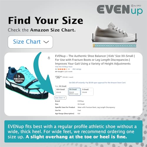 EVENup – The Authentic Shoe Balancer | Kids’ Size X-Small | For Use with Fracture Boots or Leg Length Discrepancies | Improves Your Gait Using a Variety of Height Adjustments - Image 3