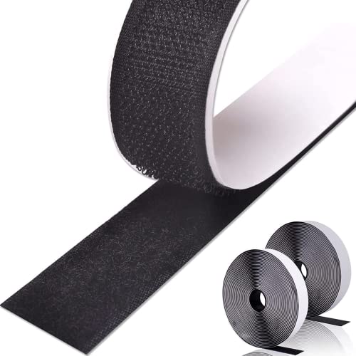Royalkart Self Adhesive Hook Loop Tape ; Fabric Fastener Interlocking Tape for Sewing Crafts, DIY, Clothes |Black Craft Tape| (10m Hook + 10m Loop)(Black) - Image 1