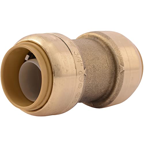 SharkBite 3/8 inch Coupling, Push to Connect Brass Plumbing Fitting, PEX Pipe, Copper, CPVC, PE-RT, HDPE, U006LFA - Image 1