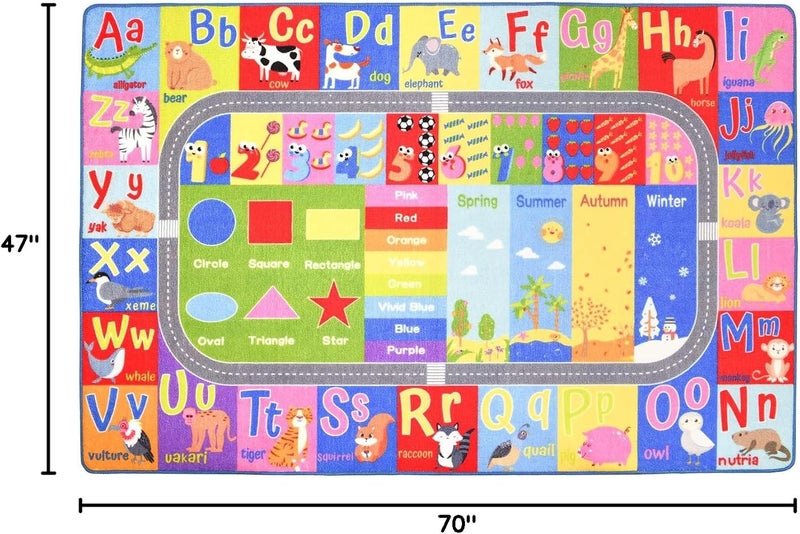 HOMORE Kids Educational Rug, Kids Collection Area Rug for Learning Alphabet, Numbers, Colors, Season and Animal Words, Playmat for Classroom Playroom, 4x6 Feet - Image 2