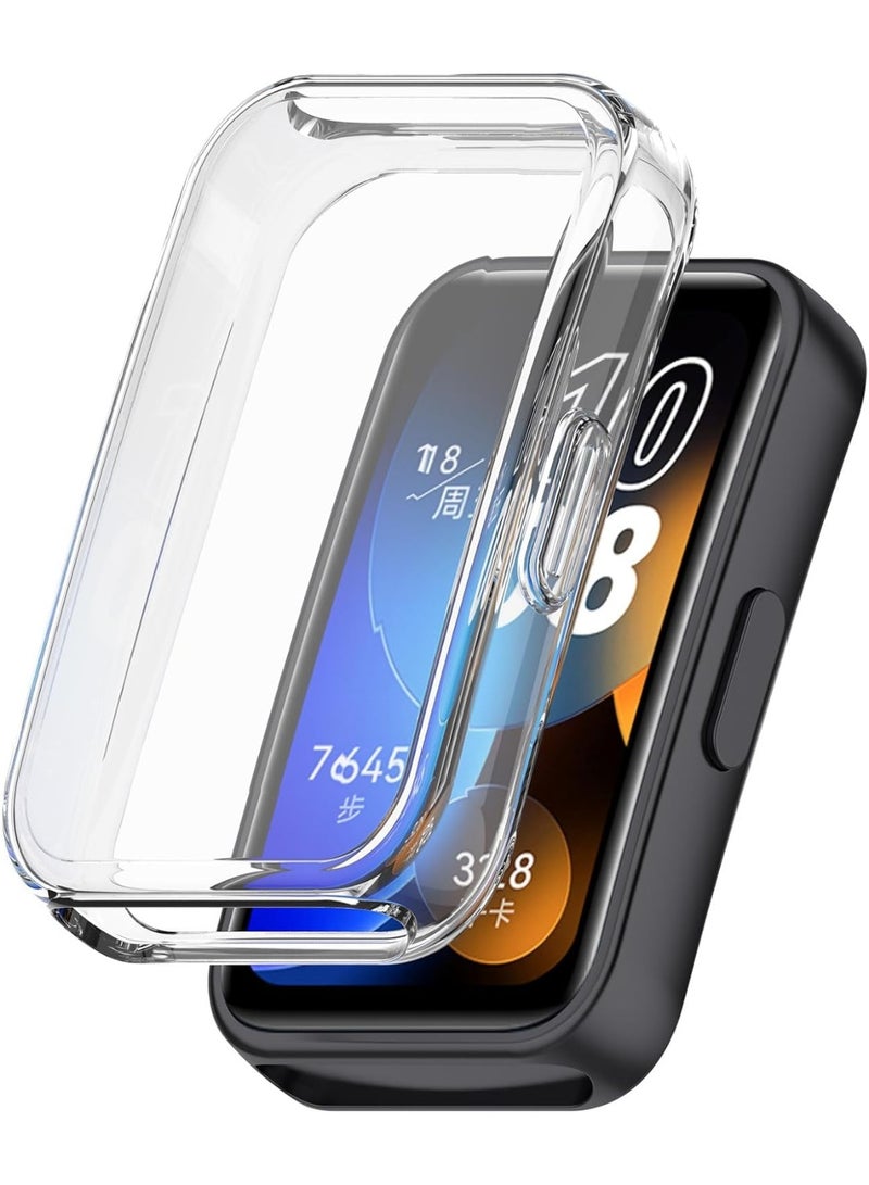Case Protective Case for Huawei Band 10-9-8 with Soft TPU Screen Protector for Touch-Free Watch Peripheral Bumper Silicone Protector (Clear) - Image 1