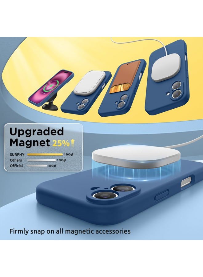 SURPHY Magnetic Silicone for iPhone 16 Case, Compatible with MagSafe, Camera Protective and Soft Microfiber Lining Shockproof Phone Case Cover 6.1 inch 2024, Blue Jay - Image 3
