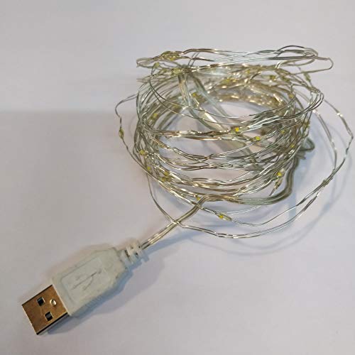 Tu Casa DW-440 USB LED Copper Fairy Lights | 10 Meters 100 LED Bulbs | Waterproof Decorative String Lights | Warm White Nickel Finish | Home Decor, Bedroom, Party, Festival Lighting - Image 4