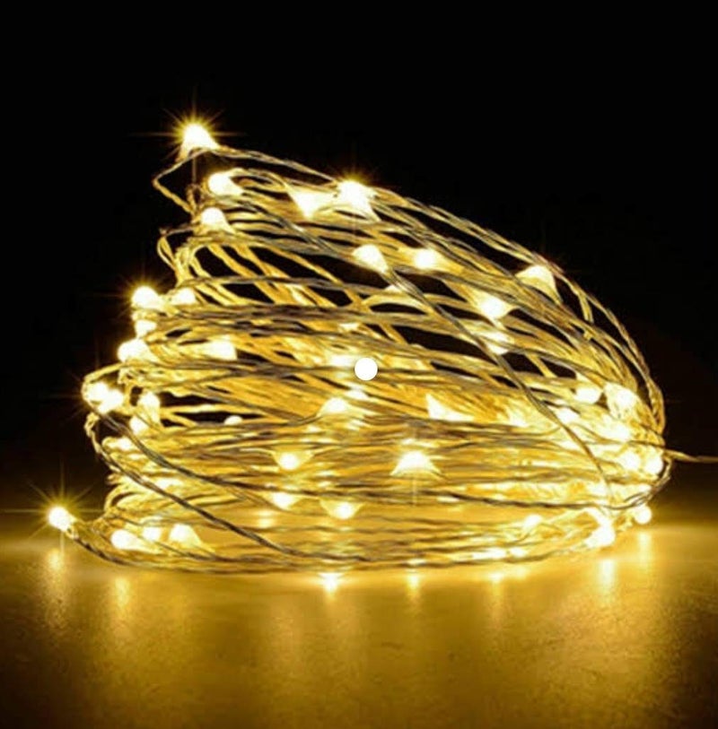 Tu Casa DW-440 USB LED Copper Fairy Lights | 10 Meters 100 LED Bulbs | Waterproof Decorative String Lights | Warm White Nickel Finish | Home Decor, Bedroom, Party, Festival Lighting - Image 1